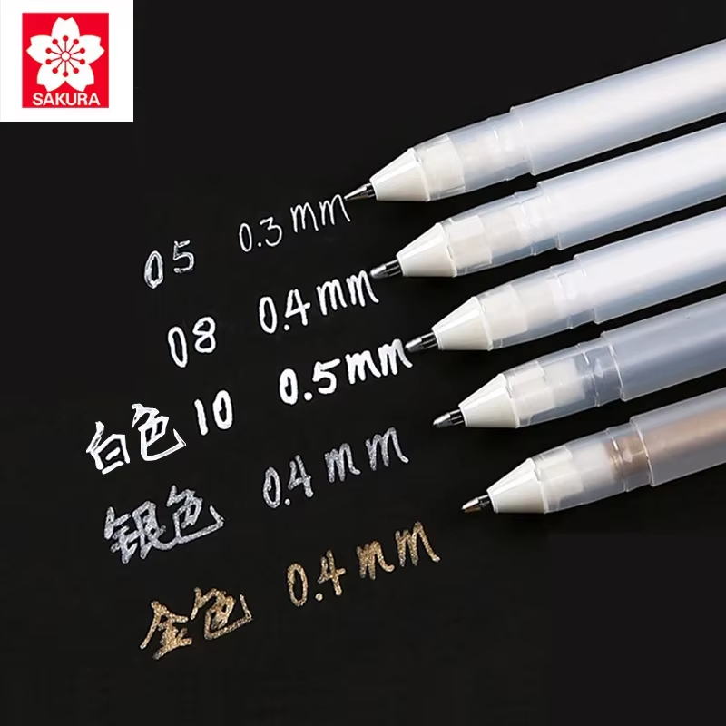 Correction Pen Fine - 3 個 SAKURA ゲルロールゲルペンハイライトマーカージャーナリングアート描画クラシックホワイトインクアソートポイントファインミディアムボールド