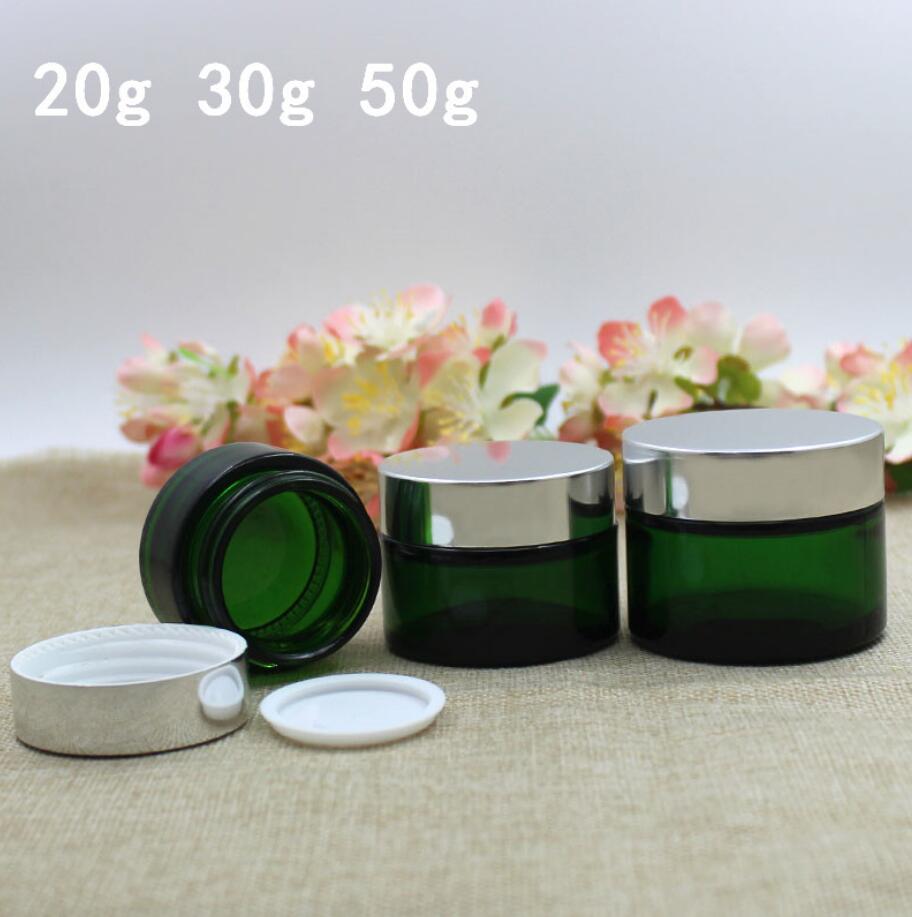 Gel Refill Pack - 20Gグリーンガラス瓶/ジャー容器/缶入りエッセンス/クリーム/ローション/ジェル/保湿剤/美容液/マスク/化粧品包装用アルミ/プラスチック蓋