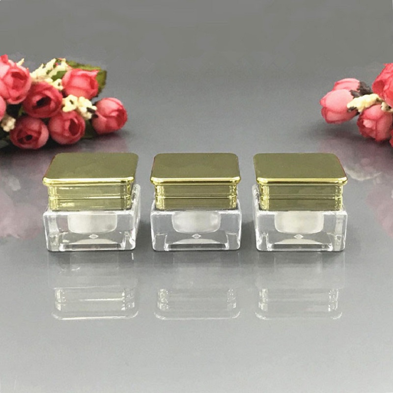 Gel Refill Pack - 5 グラムゴールドスクエアプラスチックアクリル瓶/ポット/ボトルサンプルアイクリーム液体血清アートネイル/エッセンスモイスチャージェル化粧品包装