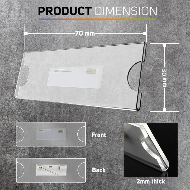 Index Card Holder - クリア安全ピンクリップブローチユニバーサルIDバッジホルダー再利用可能な名札クリップオフィス訪問者学生会議イベント用