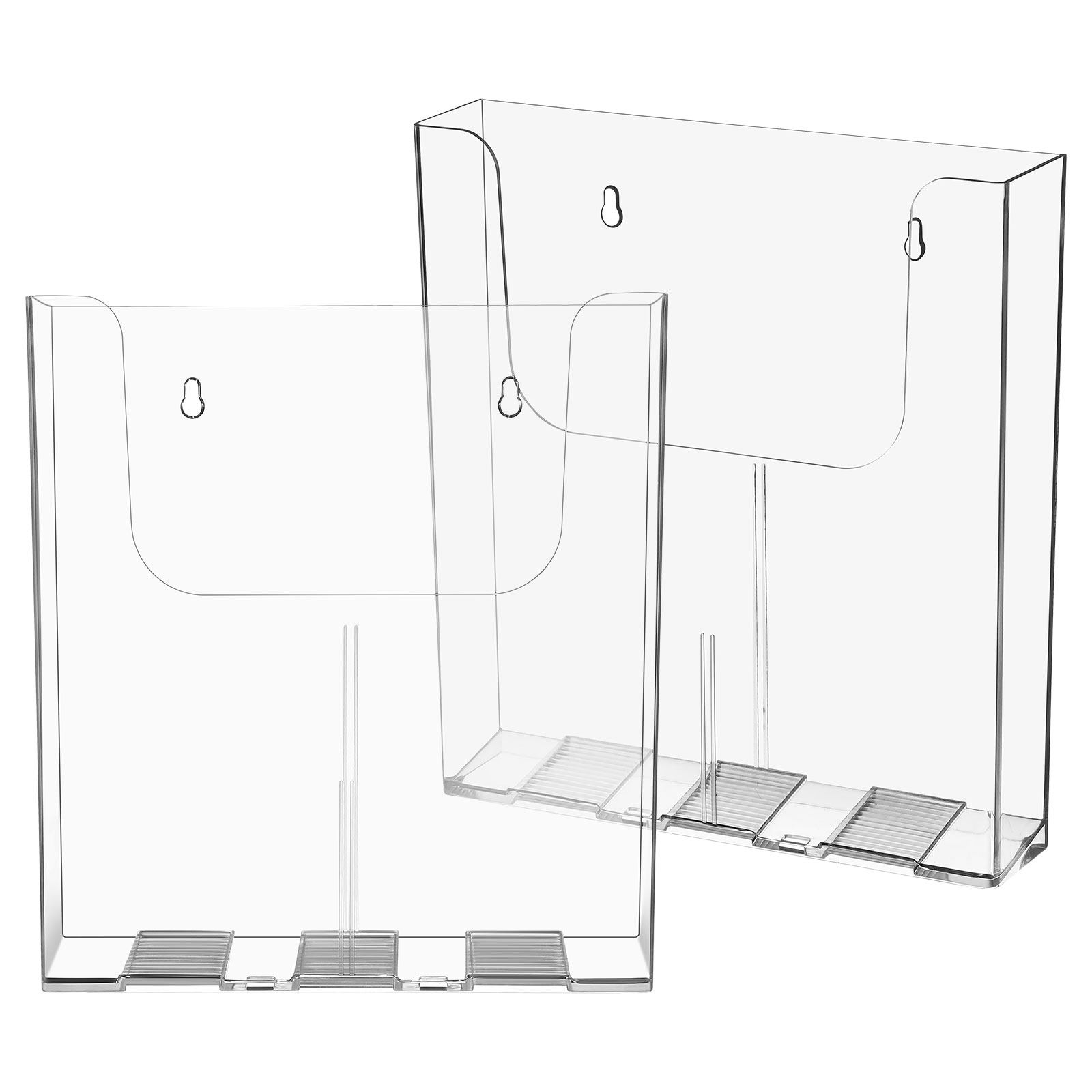 Magazine Holder Rack - 透明アクリル製の壁掛けファイル整理ケース2個セット。壁に取り付けて使用できるファイルホルダー、パンフレットやチラシ、雑誌などを収納・展示できるオフィスや学校で便利なアイテム。