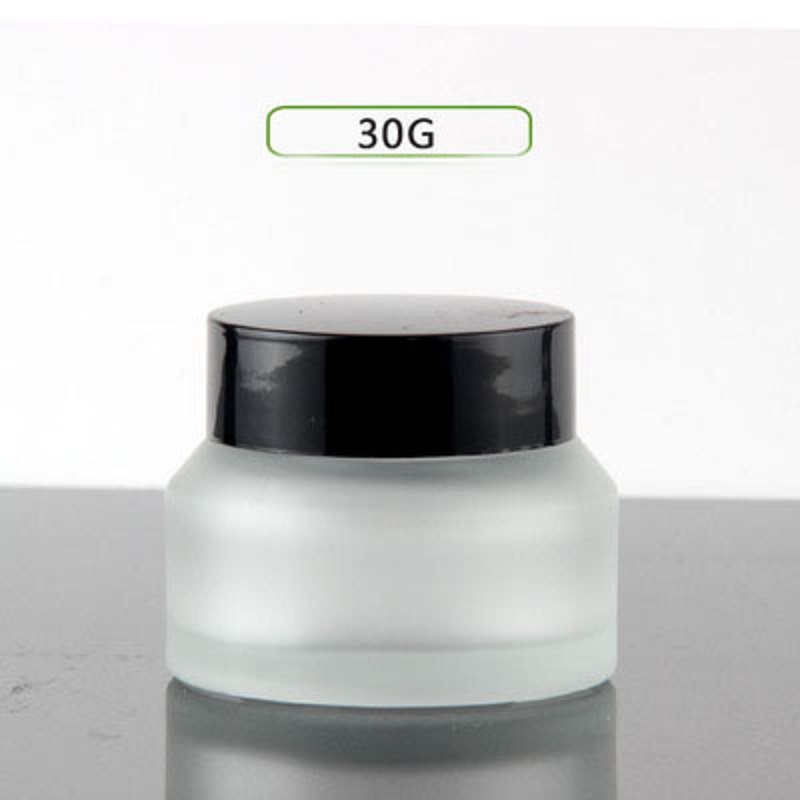 Gel Refill Pack - 30 グラムすりガラス瓶黒蓋エッセンス/アイジェル/デイナイトクリーム/保湿剤/リップヒアルロン酸化粧品包装ガラスボトル