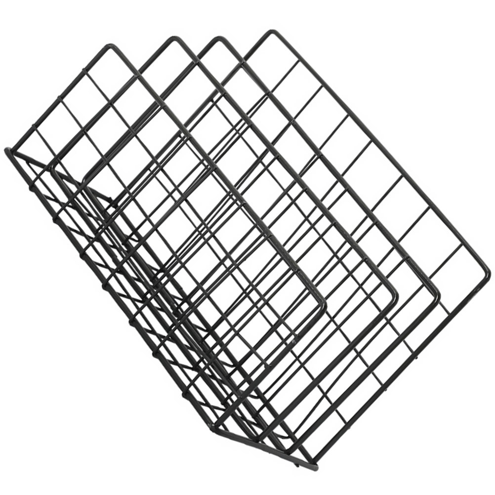 Magazine Holder Rack - デスクトップ用メールオーガナイザー、金属製収納ラック、3つの仕切り付き、コンパクトなワイヤー製メール仕分け器、スタイリッシュなブック＆マガジンホルダー、オフィス用デスクトップオーガナイザー。
