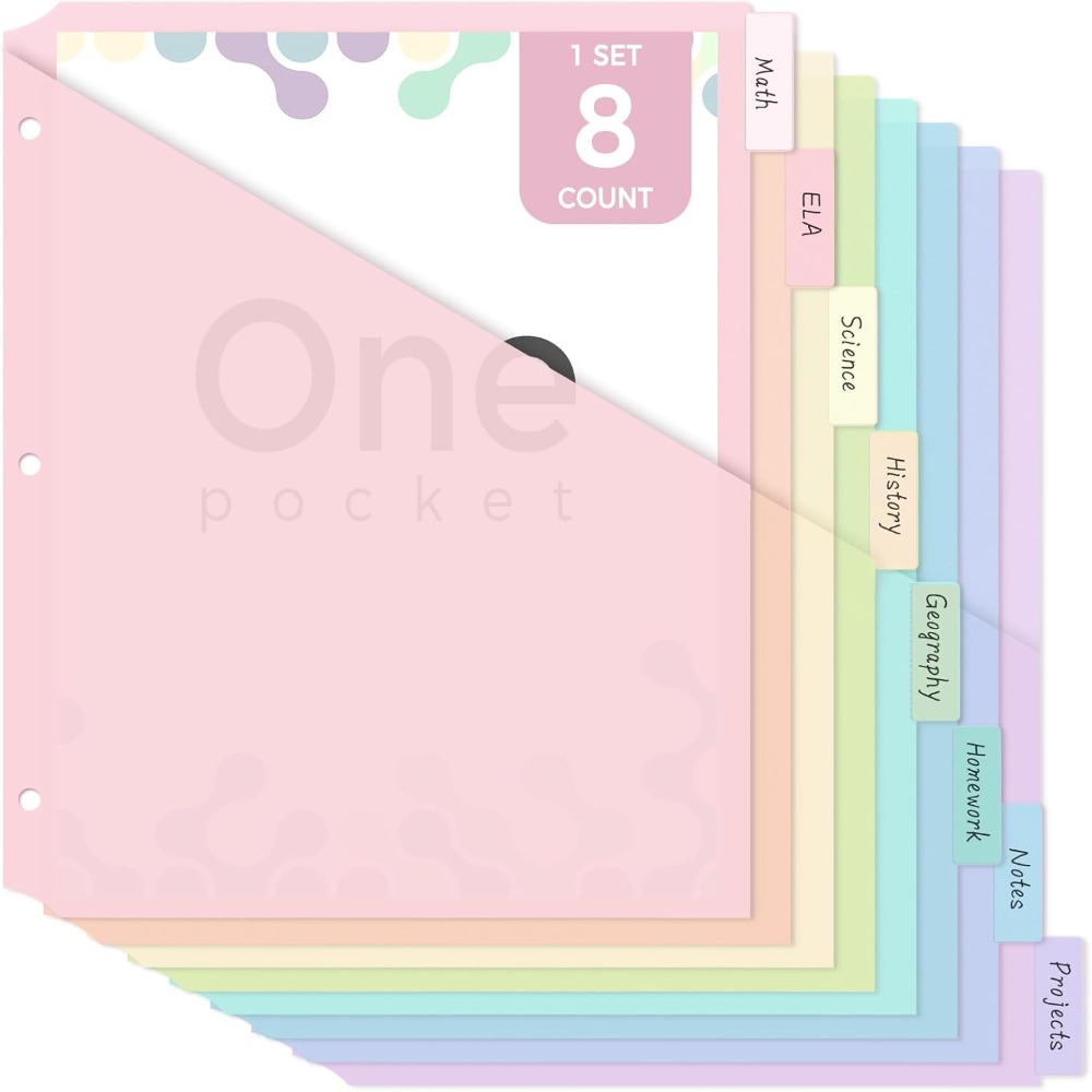 A4 パステルバインダーディバイダー 8枚セット 3リングバ - Tab Divider A4 のレビューと価格
