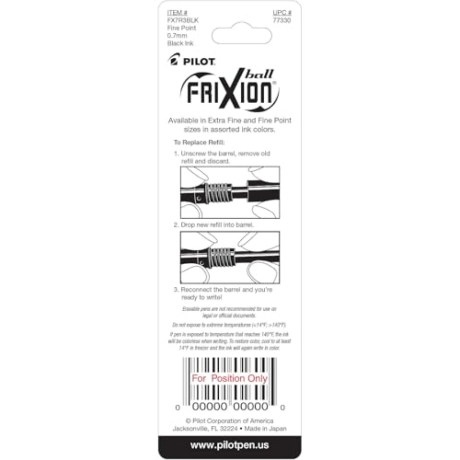 フリクションボール ジェルインク替芯 消せるペン用、細字0. - Gel Refill Pack のレビューと価格