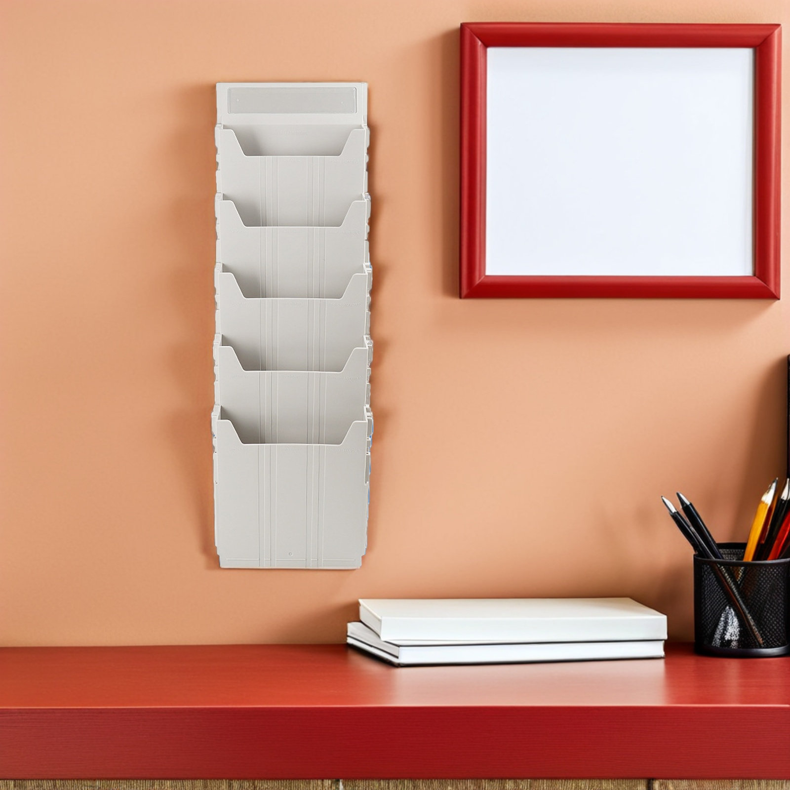 壁掛け式ファイルオーガナイザー 調整可能なスロット オフィス - Magazine Holder Rack のレビューと価格