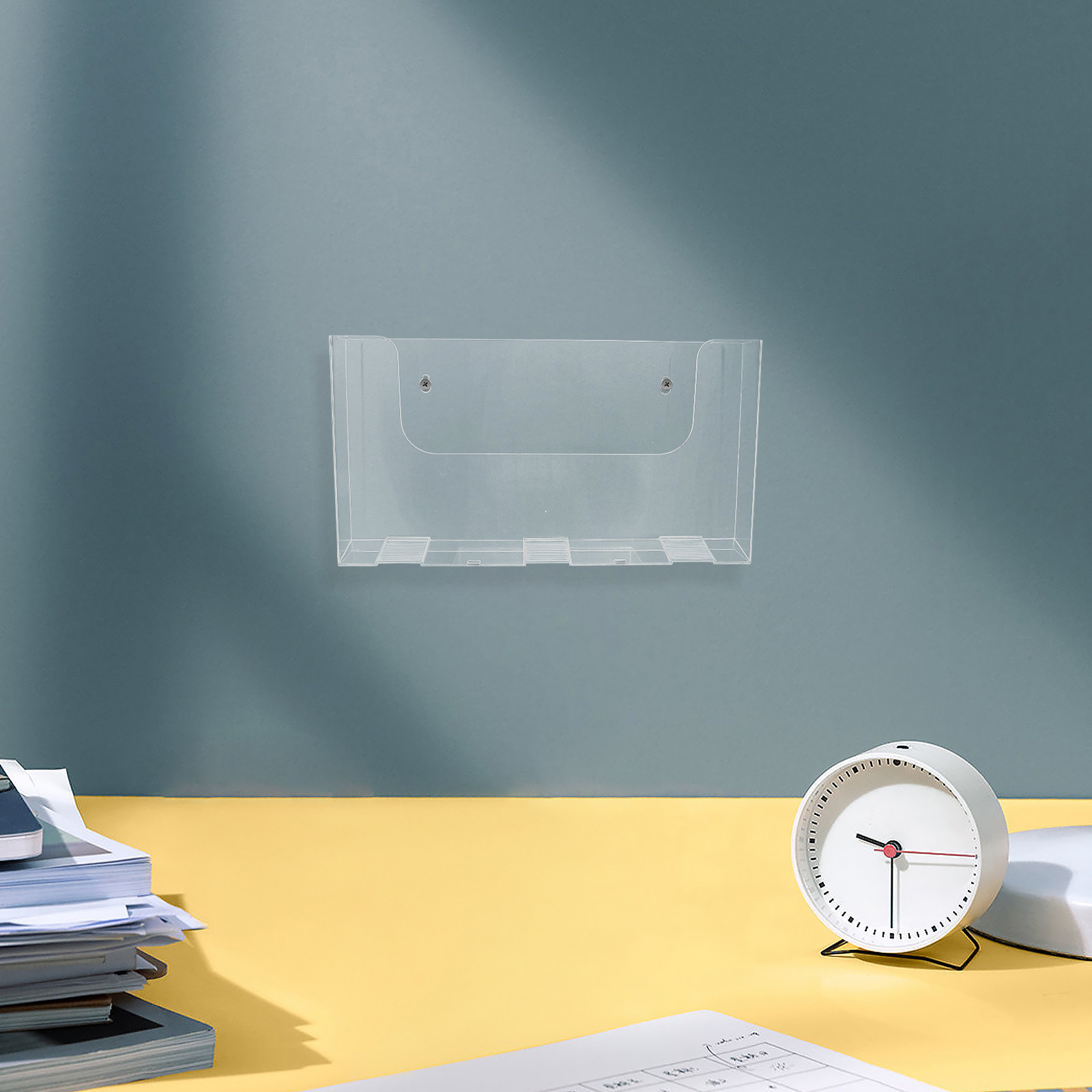 アクリル製壁掛けファイルホルダー2個セット。透明な書類整理ケ - Magazine Holder Rack のレビューと価格