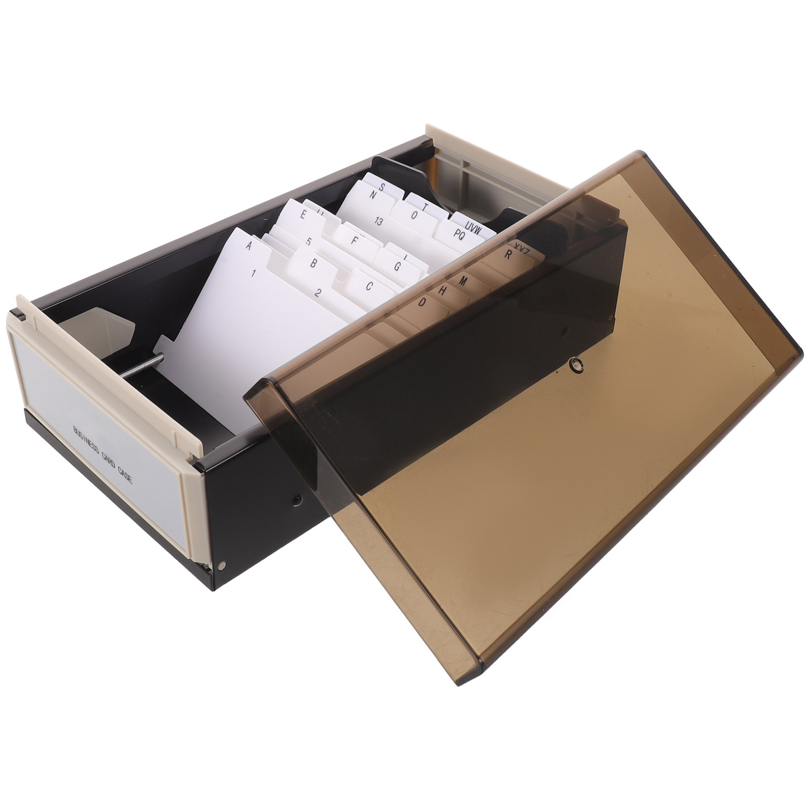 大容量名刺収納ボックス、ブラック、デスクトップオーガナイザー - Card Index Box のレビューと価格