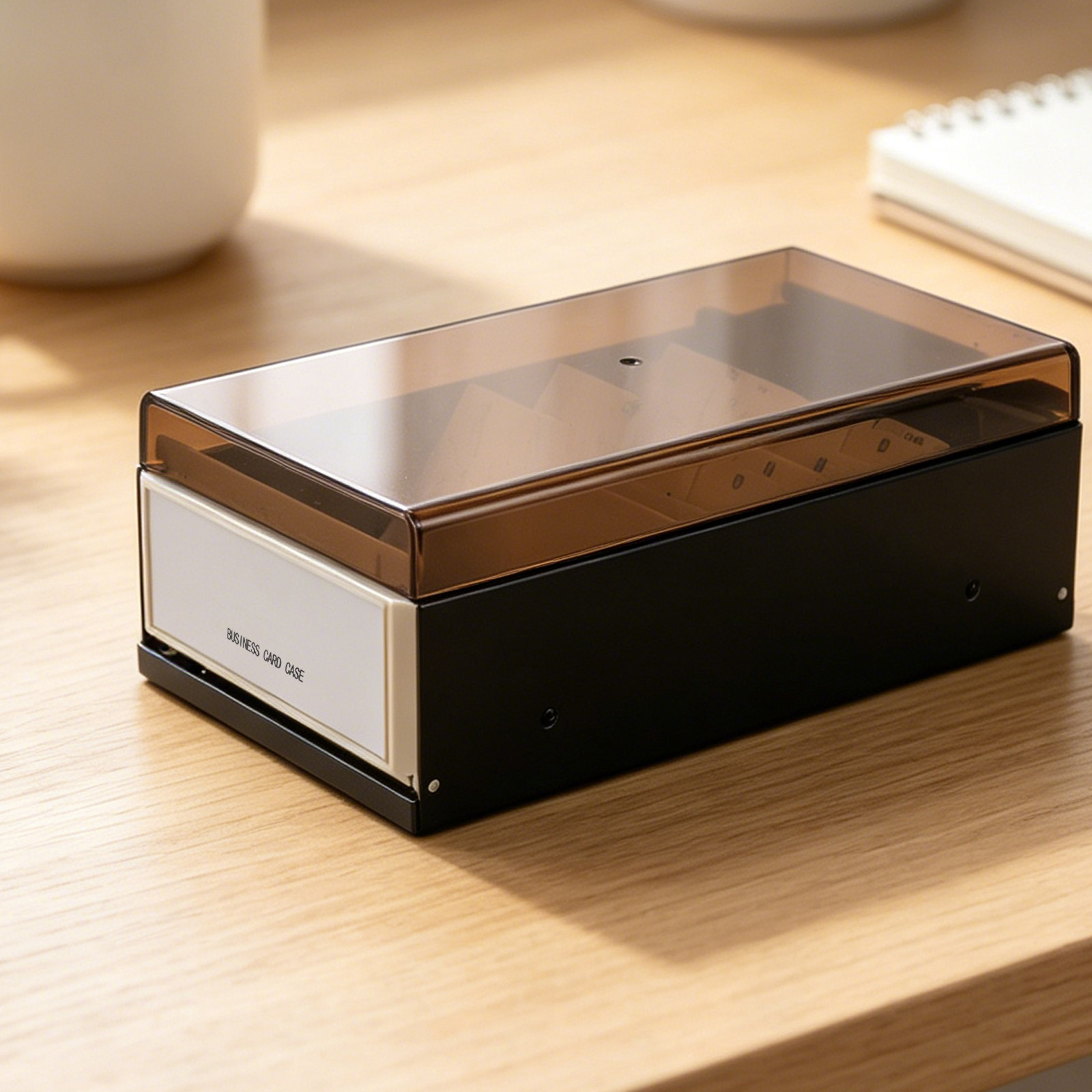 大容量名刺収納ボックス、ブラック、デスクトップオーガナイザー - Card Index Box のレビューと価格
