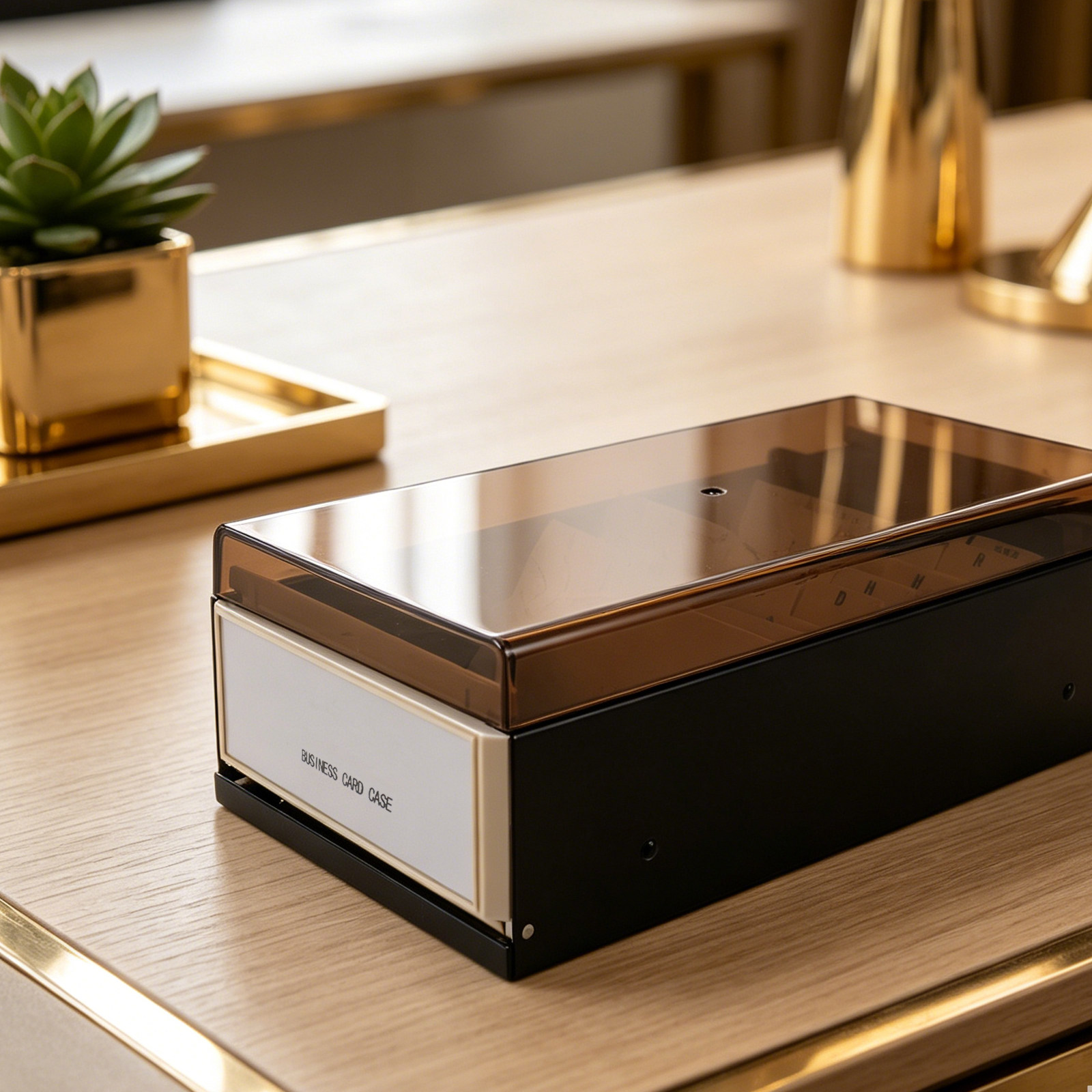 大容量名刺収納ボックス、ブラック、デスクトップオーガナイザー - Card Index Box のレビューと価格