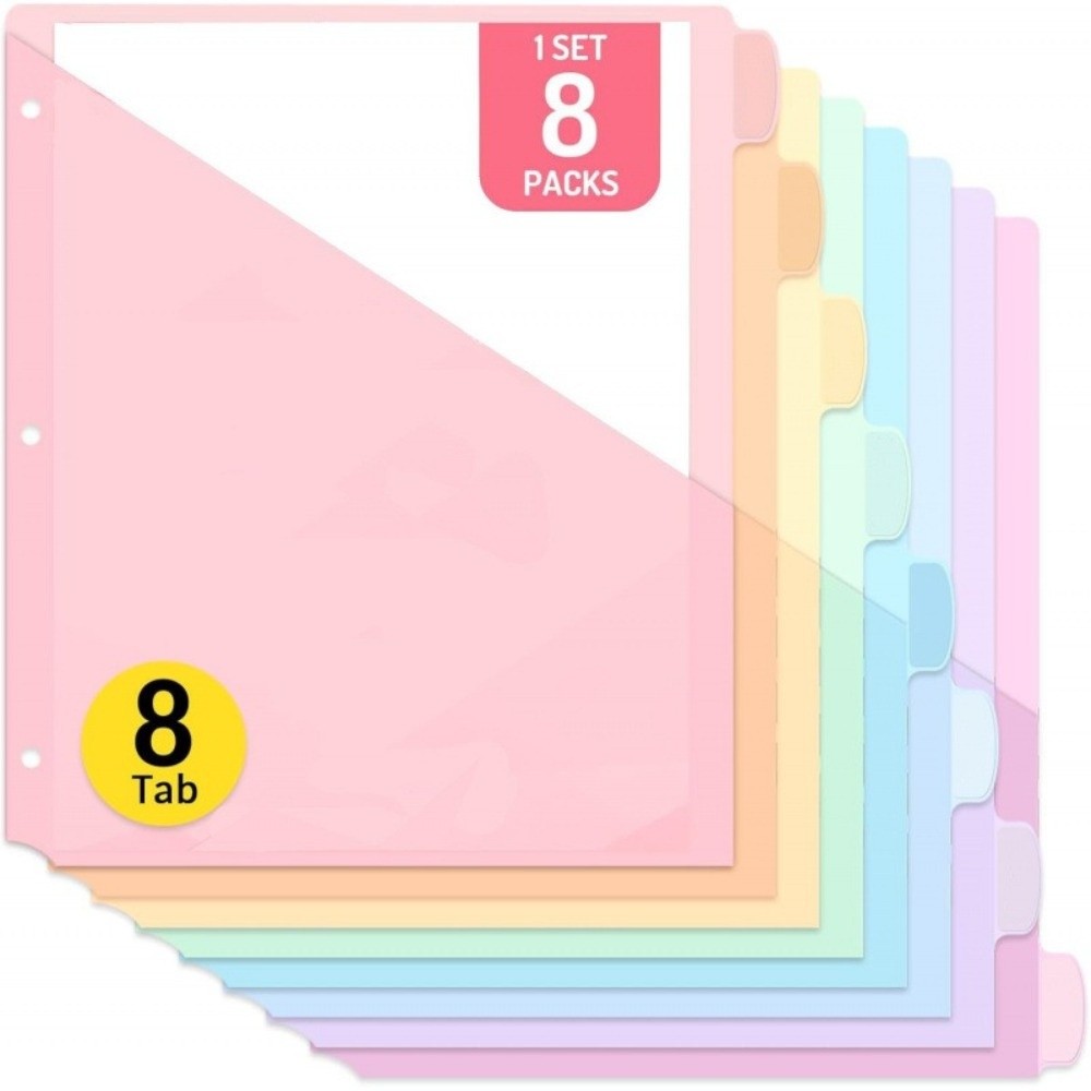 A4パステルバインダーディバイダー8枚、3リングバインダー、 - Tab Divider A4 のレビューと価格