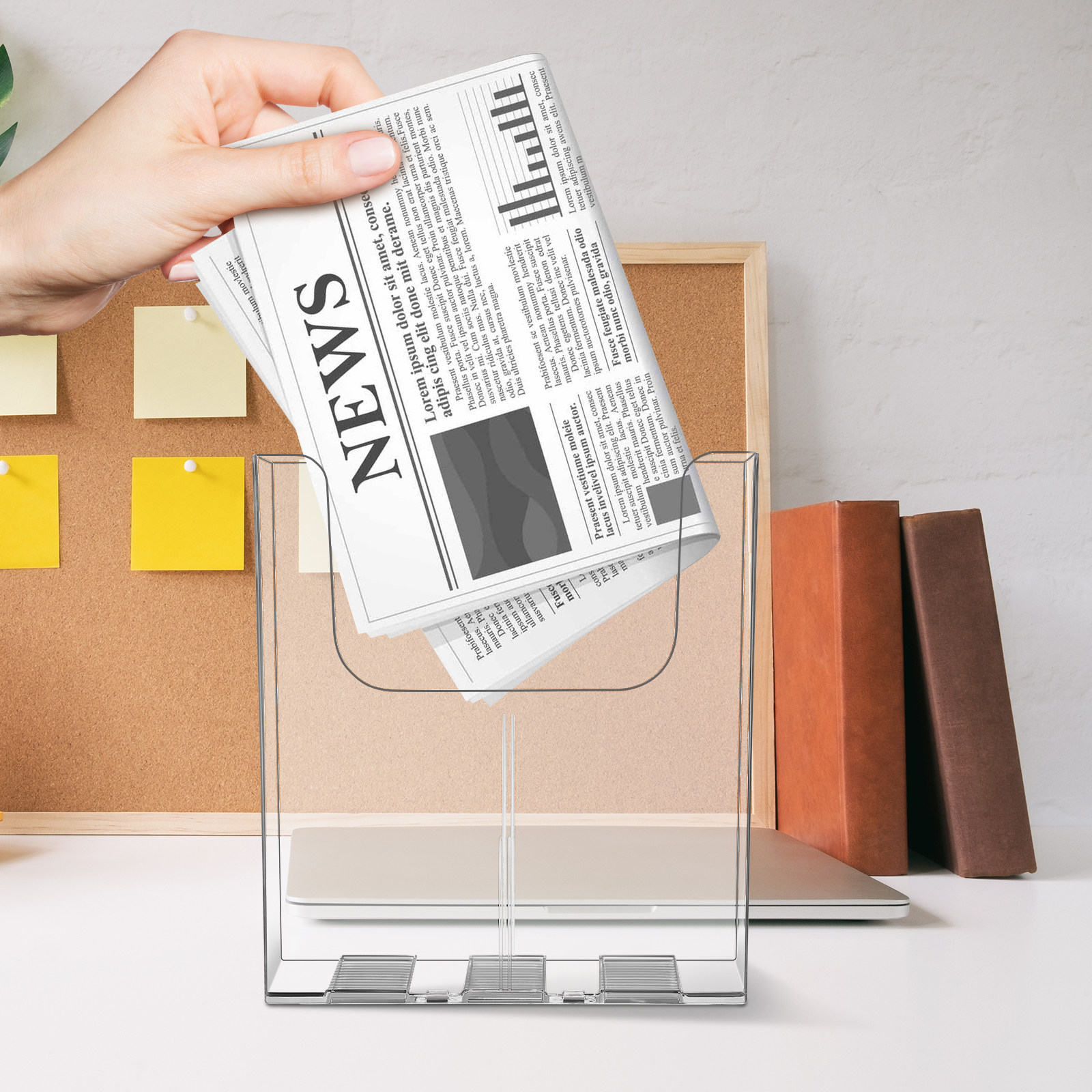 透明アクリル製の壁掛けファイル整理ケース2個セット。壁に取り - Magazine Holder Rack のレビューと価格