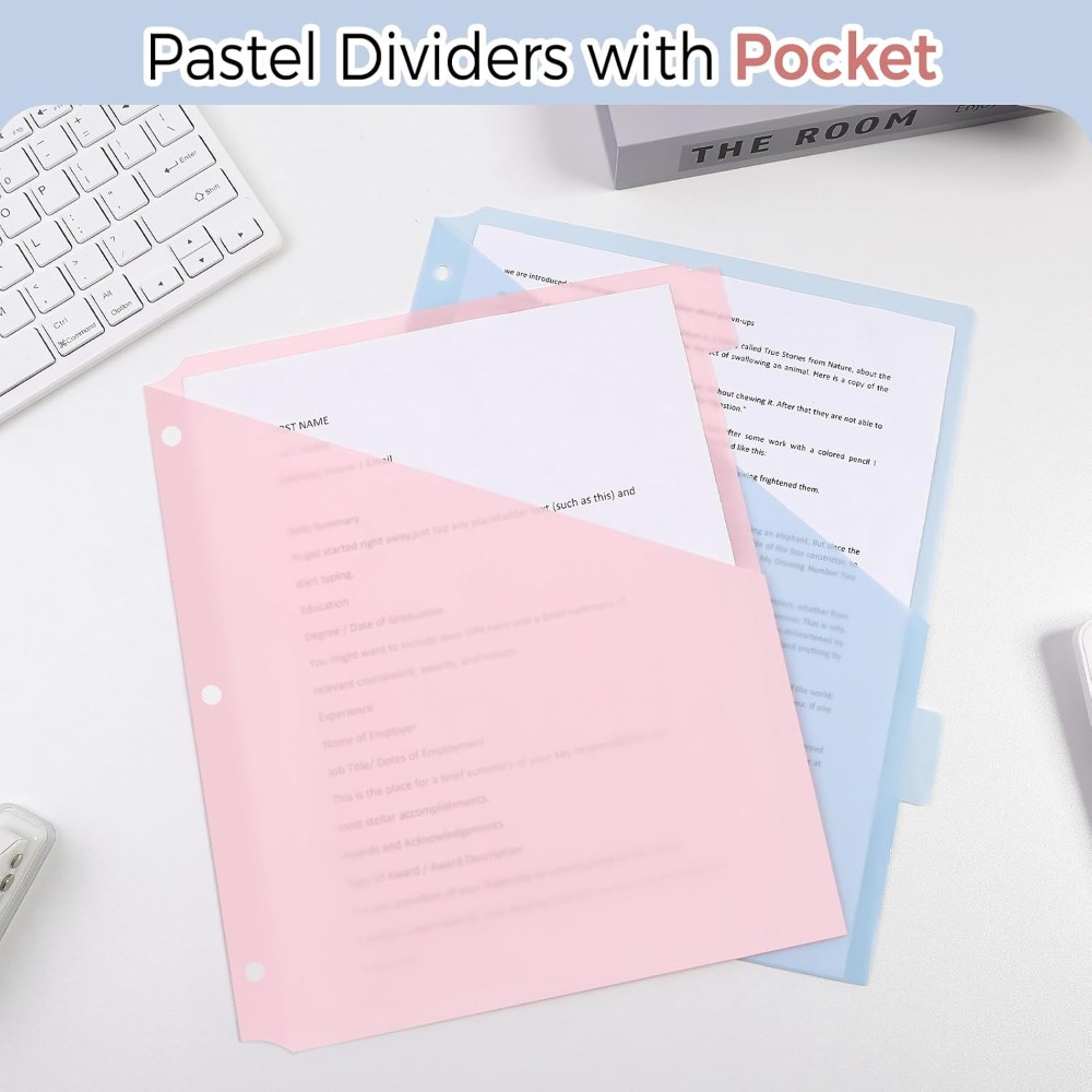 A4サイズのパステルカラーのバインダー仕切り8枚セット。3穴 - Tab Divider A4 のレビューと価格
